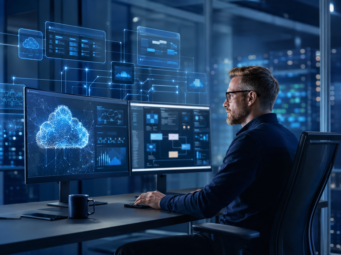 Software architect designing a secure connected cloud platform