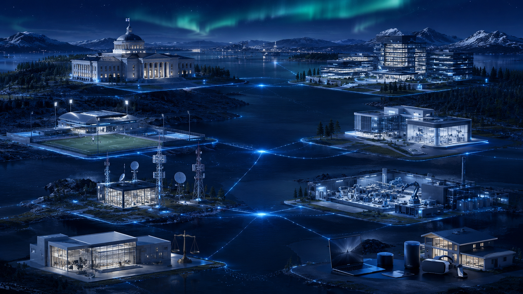 Connected intelligent ecosystem serving government, sports, healthcare, telecom, industry, legal and consumer sectors